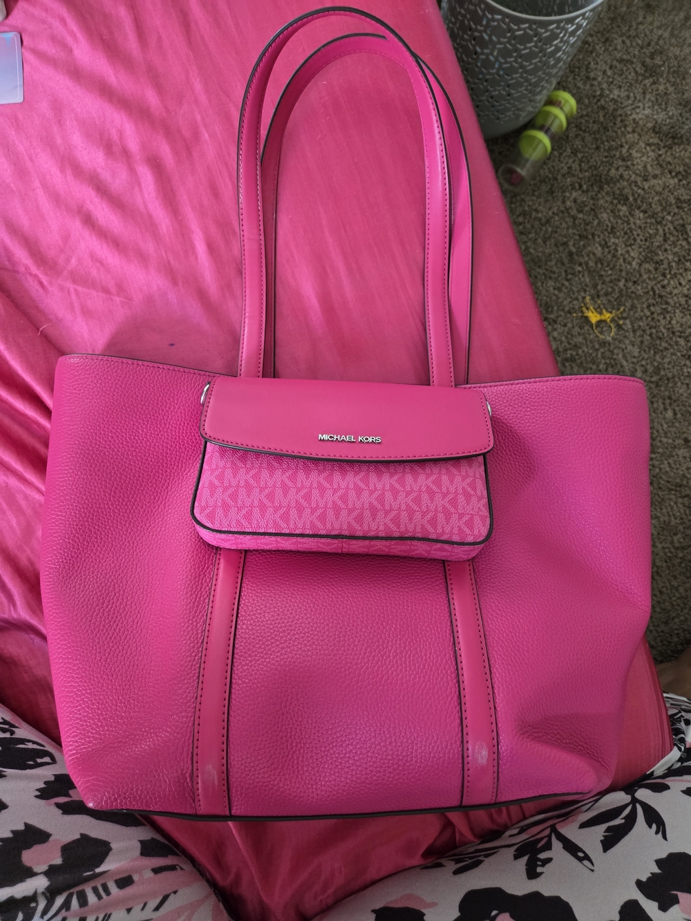 Michael Kors Pink Tote Bag - Signature Logo Accent